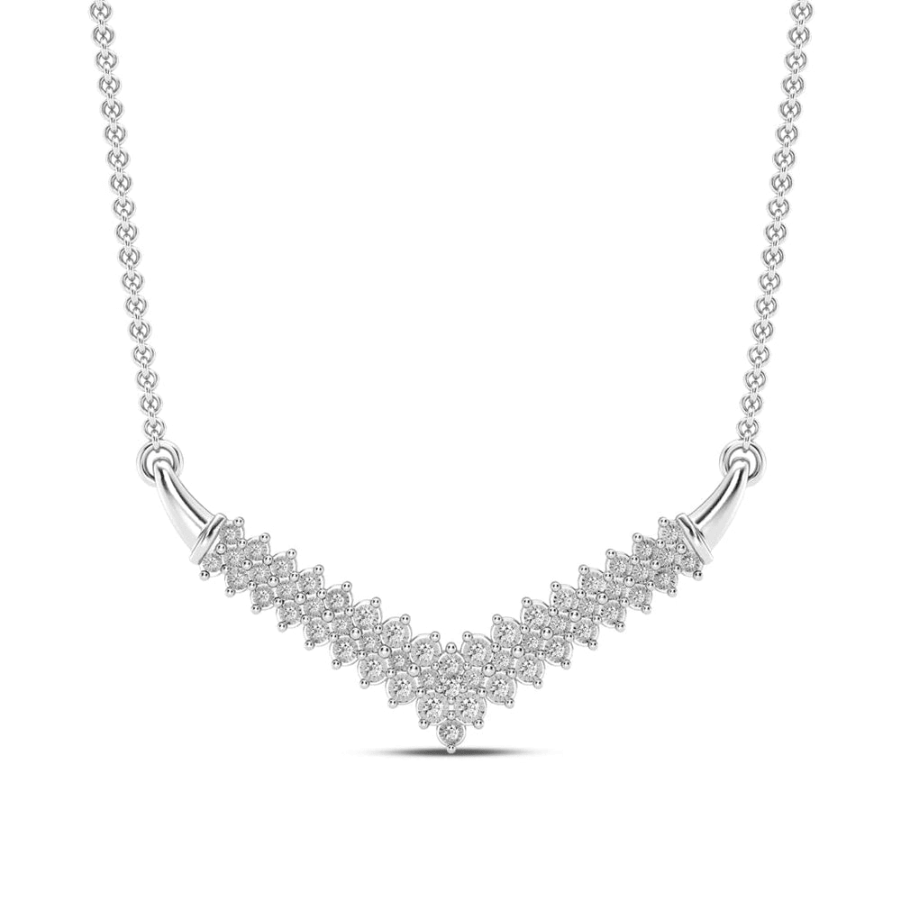 3 Row V Shape Necklace with 1/2ct of Diamonds in Sterling Silver Bevilles Jewellers 