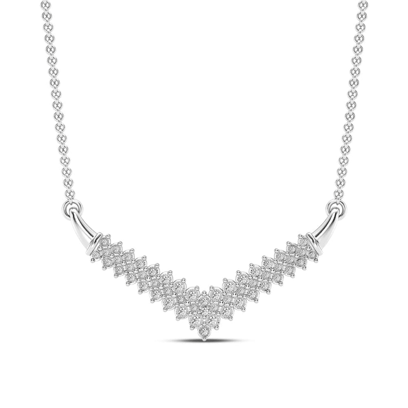 3 Row V Shape Necklace with 1/2ct of Diamonds in Sterling Silver Bevilles Jewellers 