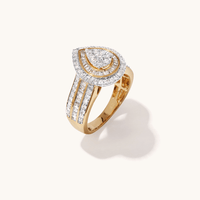 Pear Shape Halo Ring with 1.00tw of Diamonds in 9kt Yellow Gold Rings Bevilles 