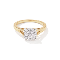 Illusion Solitaire Split Shoulder Ring with 0.25tw of Diamonds in 9kt Yellow Gold Rings Bevilles 