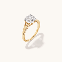Illusion Solitaire Split Shoulder Ring with 0.25tw of Diamonds in 9kt Yellow Gold Rings Bevilles 
