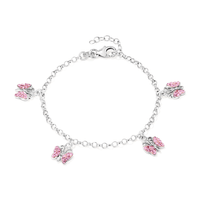 16cm Children's Pink Crystal Butterfly Charm Bracelet in Sterling Silver Bracelets Bevilles 