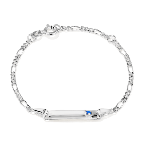 15.5cm Children's Blue Bird ID Bracelet in Sterling Silver Bracelets Bevilles 