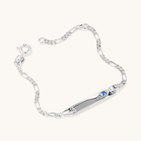 15.5cm Children's Blue Bird ID Bracelet in Sterling Silver Bracelets Bevilles 