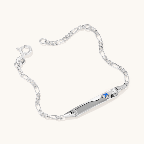 15.5cm Children's Blue Bird ID Bracelet in Sterling Silver Bracelets Bevilles 