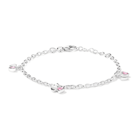 14cm Children's Mini Heart Charms Bracelet in Sterling Silver Bracelets Bevilles 