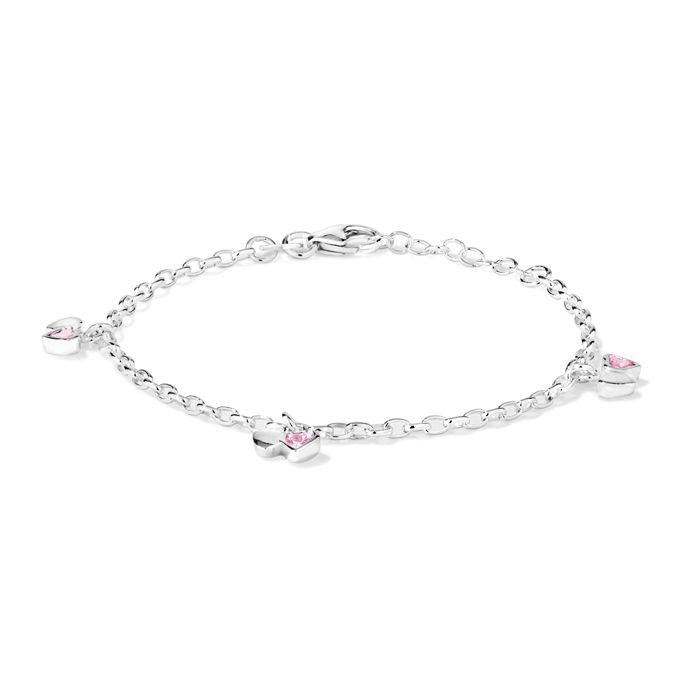 14cm Children's Mini Heart Charms Bracelet in Sterling Silver Bracelets Bevilles 