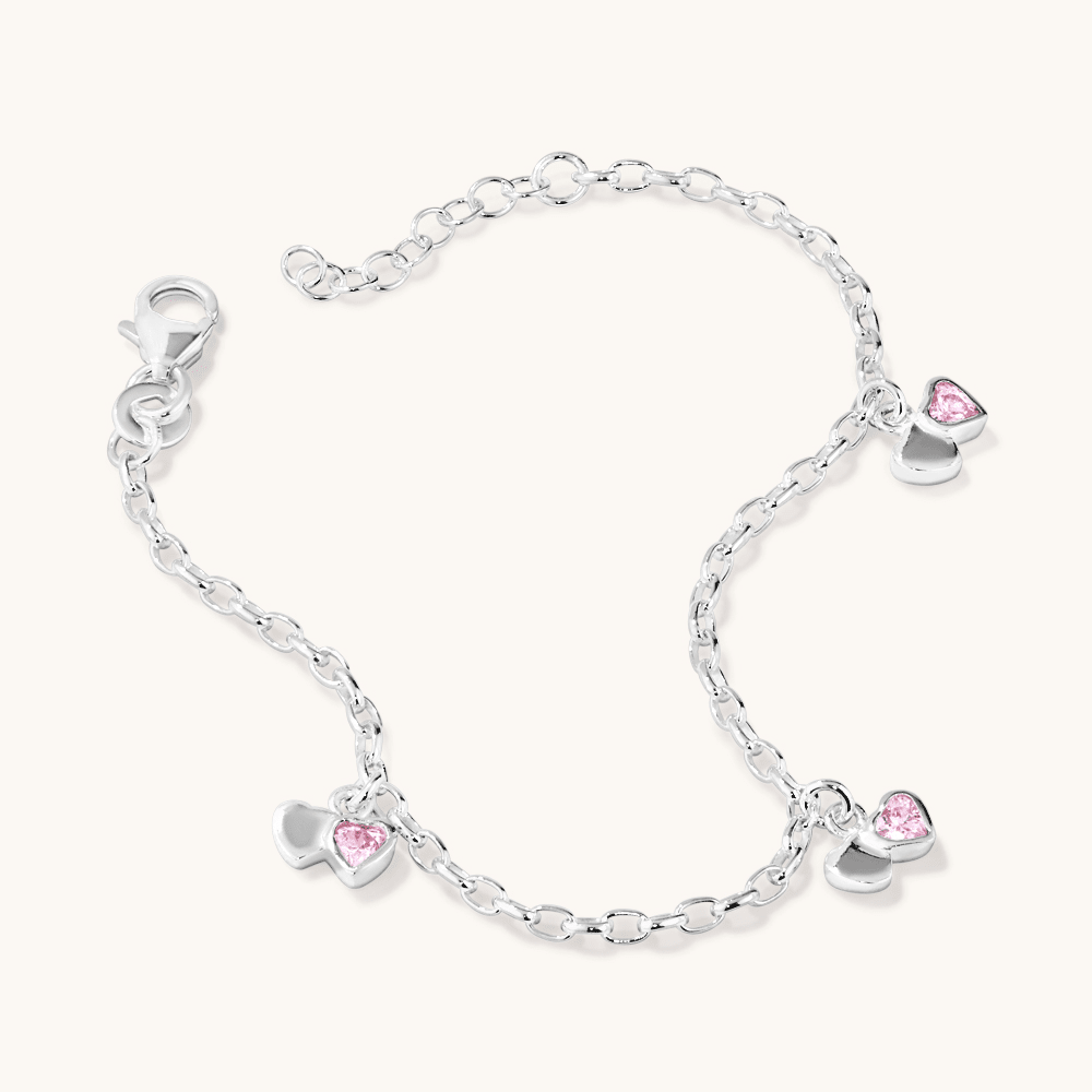 14cm Children's Mini Heart Charms Bracelet in Sterling Silver Bracelets Bevilles 