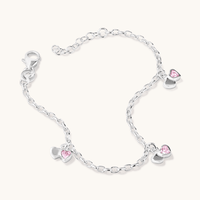 14cm Children's Mini Heart Charms Bracelet in Sterling Silver Bracelets Bevilles 