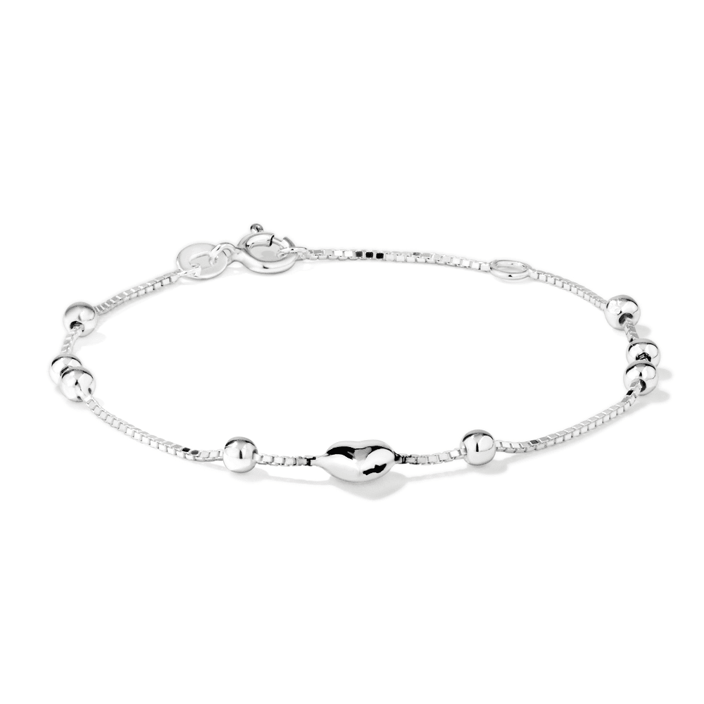 14cm Heart and Ball Bracelet in Sterling Silver Bracelets Bevilles 