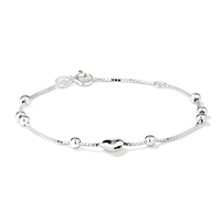 14cm Heart and Ball Bracelet in Sterling Silver Bracelets Bevilles 
