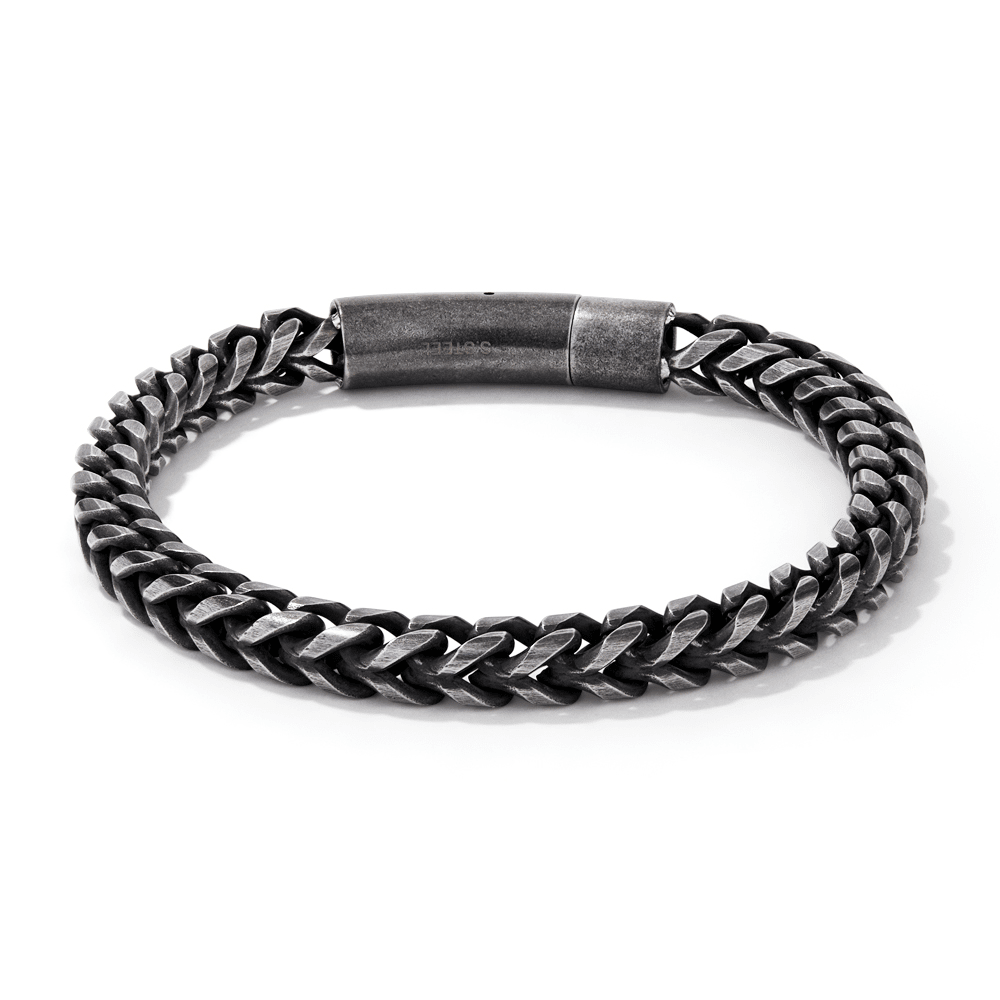 20cm 6mm Width Oxidised Wheat Bracelet in Stainless Steel Bracelets Bevilles 