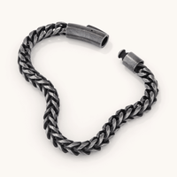 20cm 6mm Width Oxidised Wheat Bracelet in Stainless Steel Bracelets Bevilles 