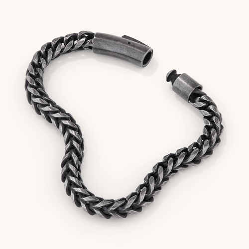 20cm 6mm Width Oxidised Wheat Bracelet in Stainless Steel Bracelets Bevilles 