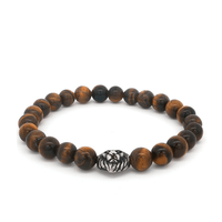 20.5cm Lion Face Men's Bead Bracelet in Stainless Steel Bracelets Bevilles 