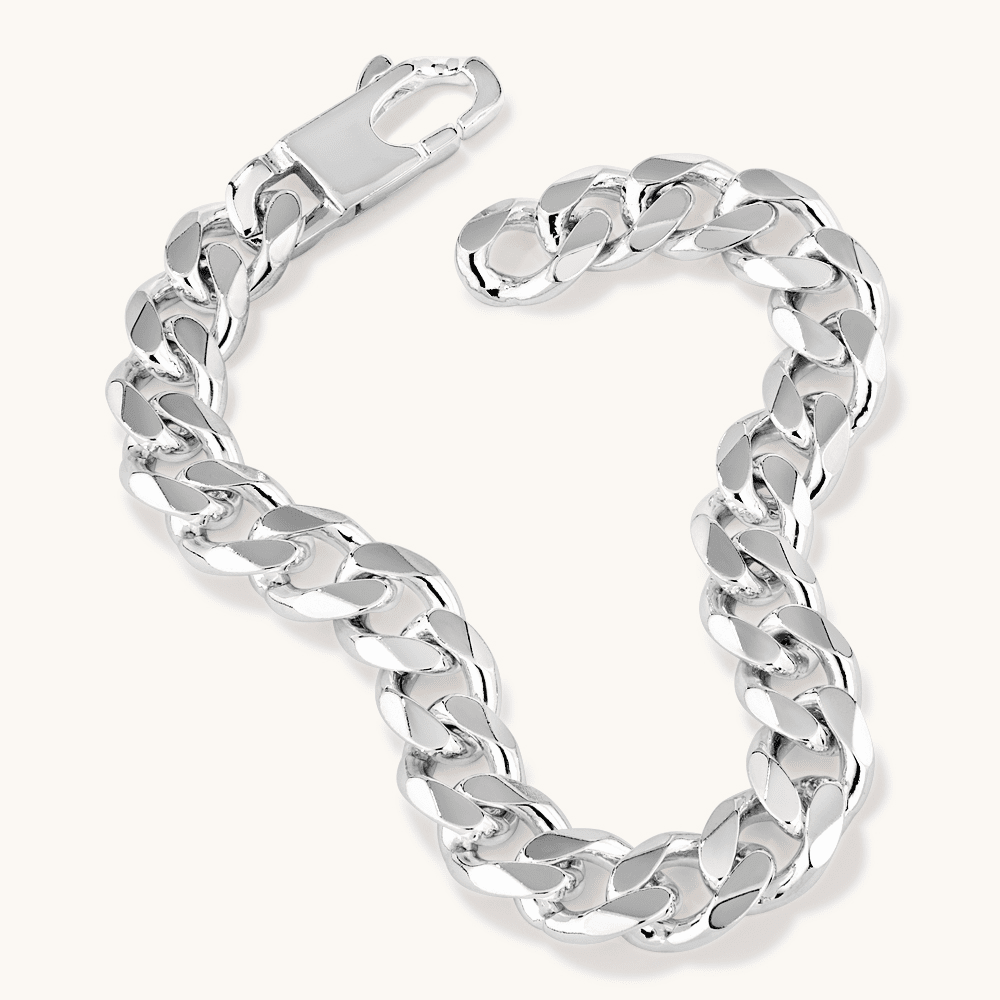 23cm 11mm Curb Bracelet in Sterling Silver Bracelets Bevilles 