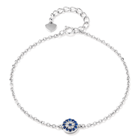 19cm Cubic Zirconia Evil Eye Belcher Bracelet in Sterling Silver Bracelets Bevilles 