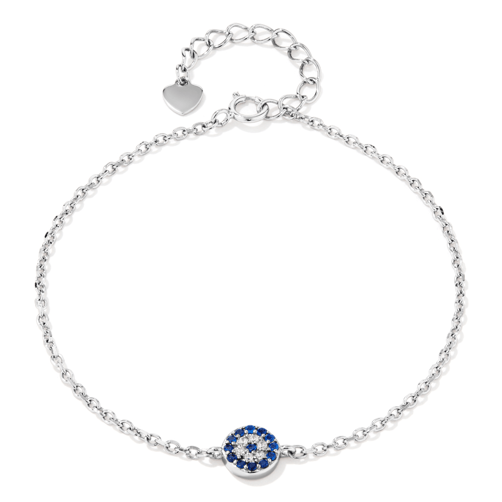 19cm Cubic Zirconia Evil Eye Belcher Bracelet in Sterling Silver Bracelets Bevilles 