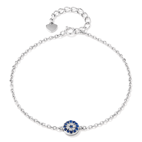 19cm Cubic Zirconia Evil Eye Belcher Bracelet in Sterling Silver Bracelets Bevilles 