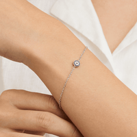 19cm Cubic Zirconia Evil Eye Belcher Bracelet in Sterling Silver Bracelets Bevilles 