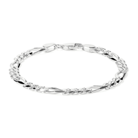 19cm 5.8mm Width Figaro Bracelet in Sterling Silver Bracelets Bevilles 