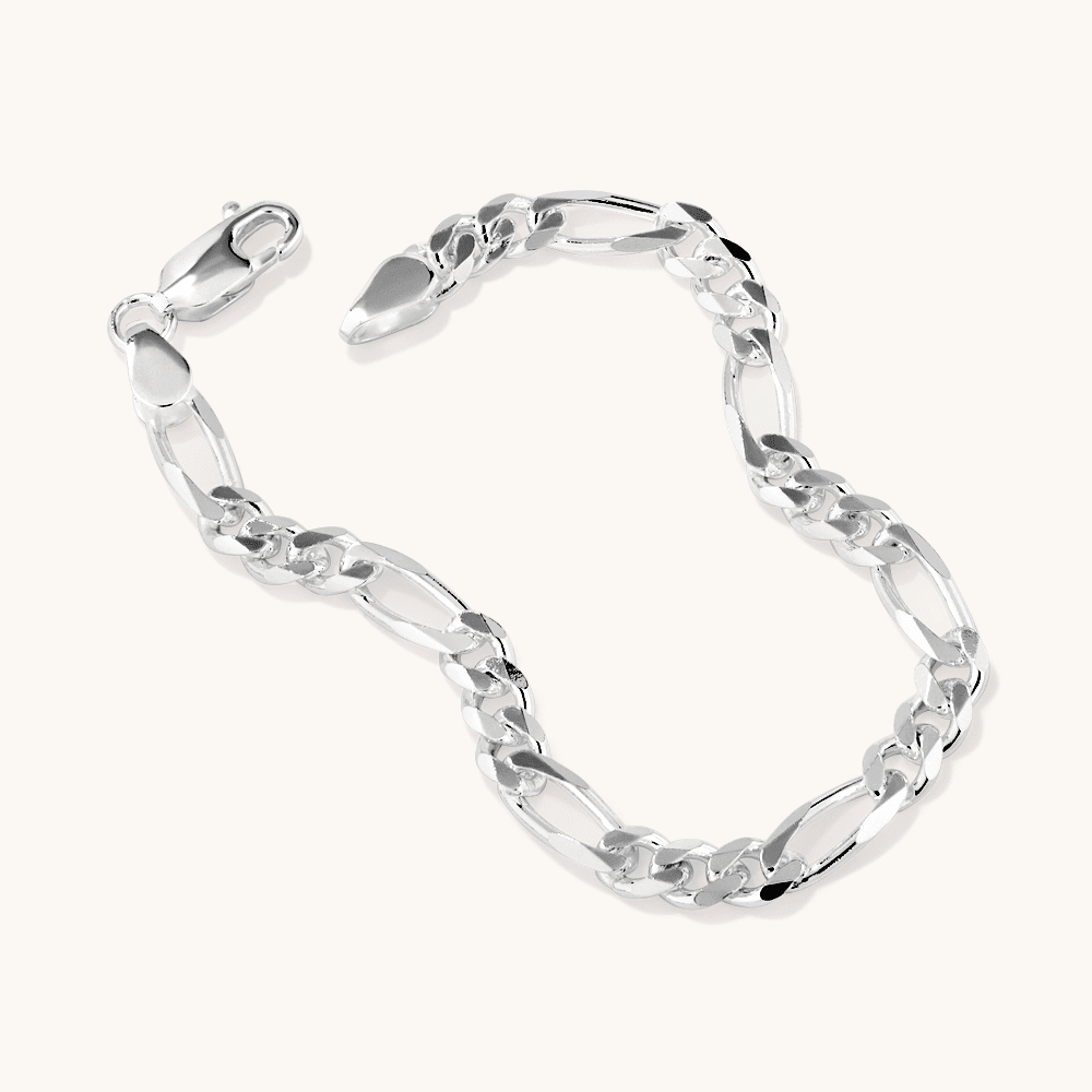 19cm 5.8mm Width Figaro Bracelet in Sterling Silver Bracelets Bevilles 