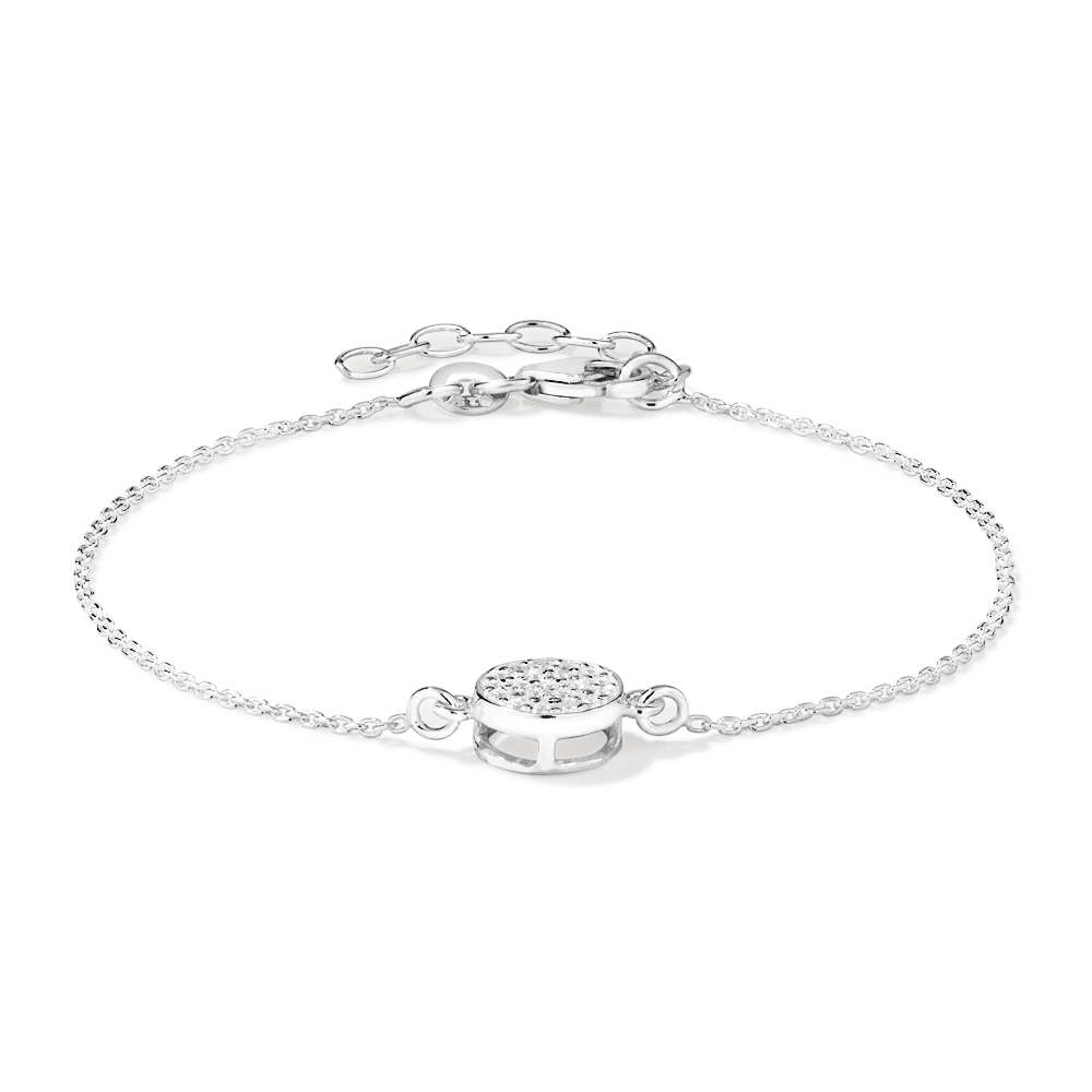 19cm Cubic Zirconia Pave Disc Bracelet in Sterling Silver Bracelets Bevilles 