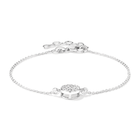 19cm Cubic Zirconia Pave Disc Bracelet in Sterling Silver Bracelets Bevilles 