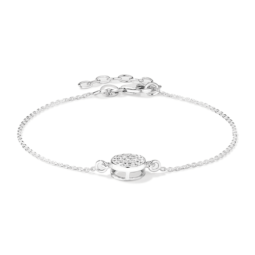 19cm Cubic Zirconia Pave Disc Bracelet in Sterling Silver Bracelets Bevilles 