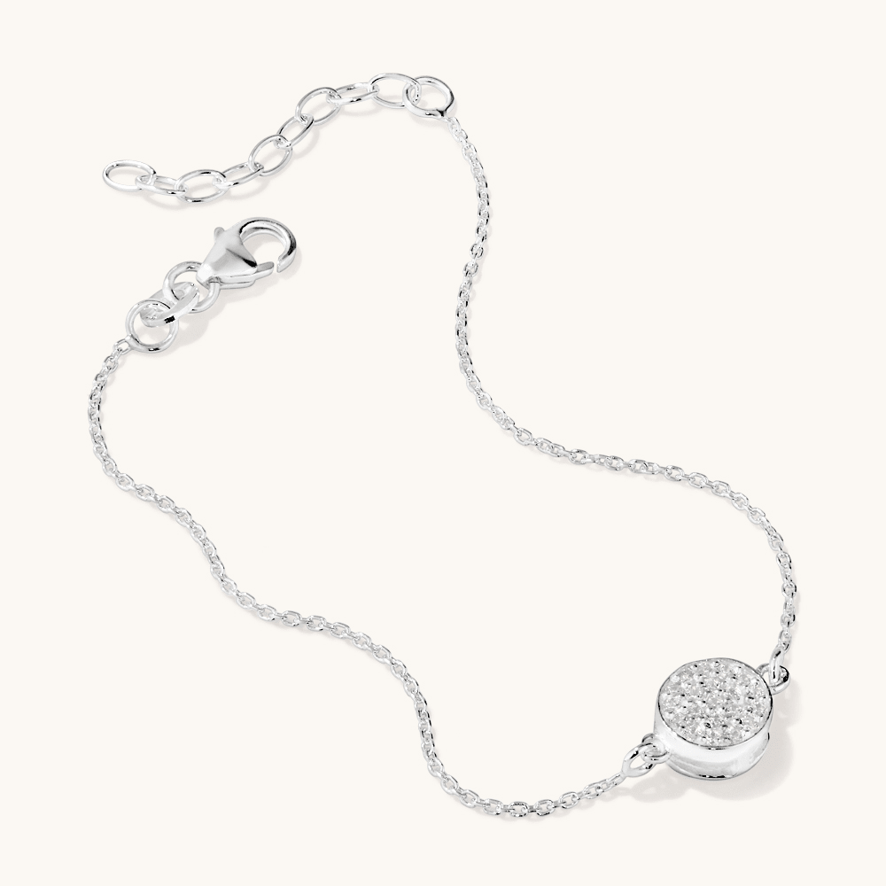 19cm Cubic Zirconia Pave Disc Bracelet in Sterling Silver Bracelets Bevilles 