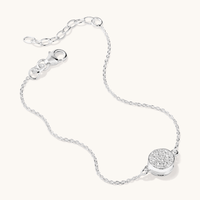 19cm Cubic Zirconia Pave Disc Bracelet in Sterling Silver Bracelets Bevilles 