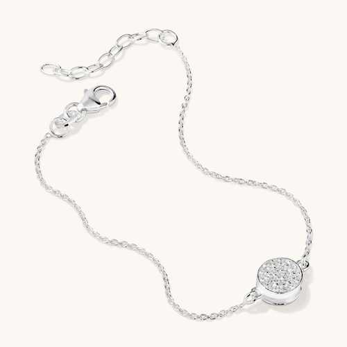 19cm Cubic Zirconia Pave Disc Bracelet in Sterling Silver Bracelets Bevilles 