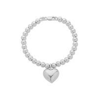 19cm 6mm Width Heart Shape Ball Bracelet in Sterling Silver Bracelets Bevilles 