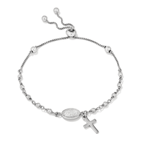 25cm Our Lady Mary Rosary Beads Bolo Bracelet in Sterling Silver Bracelets Bevilles 