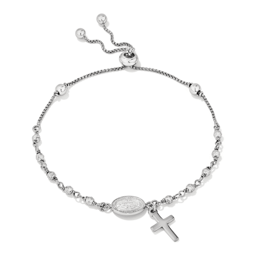 25cm Our Lady Mary Rosary Beads Bolo Bracelet in Sterling Silver Bracelets Bevilles 