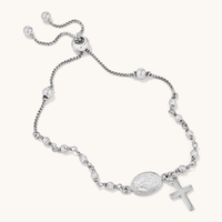 25cm Our Lady Mary Rosary Beads Bolo Bracelet in Sterling Silver Bracelets Bevilles 