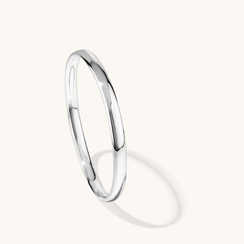 7mm by 63mm Solid Half Round Bangle in Sterling Silver Bangles Bevilles 