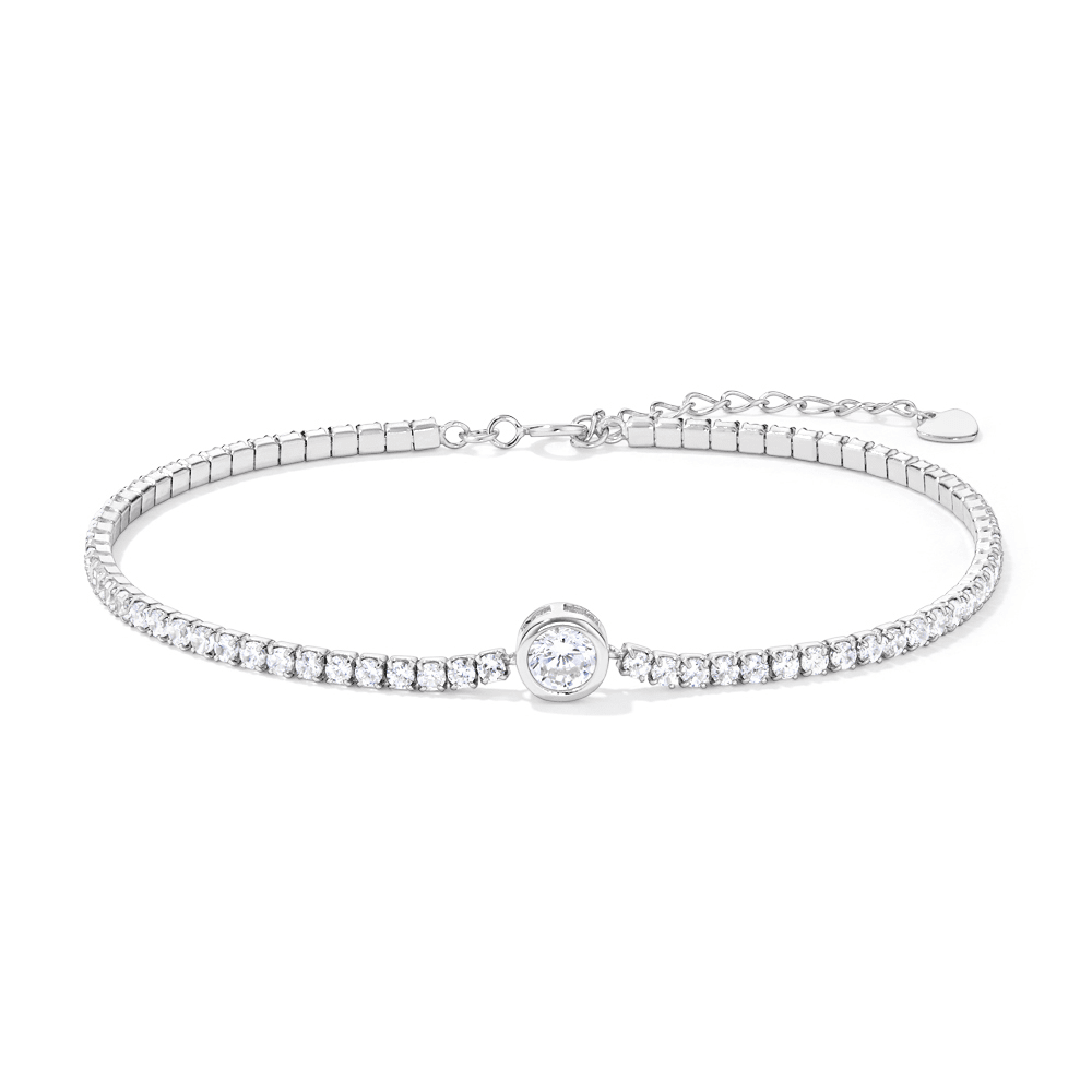 21cm 2mm Width Bezel Cubic Zirconia Tennis Bracelet in Sterling Silver Bracelets Bevilles 