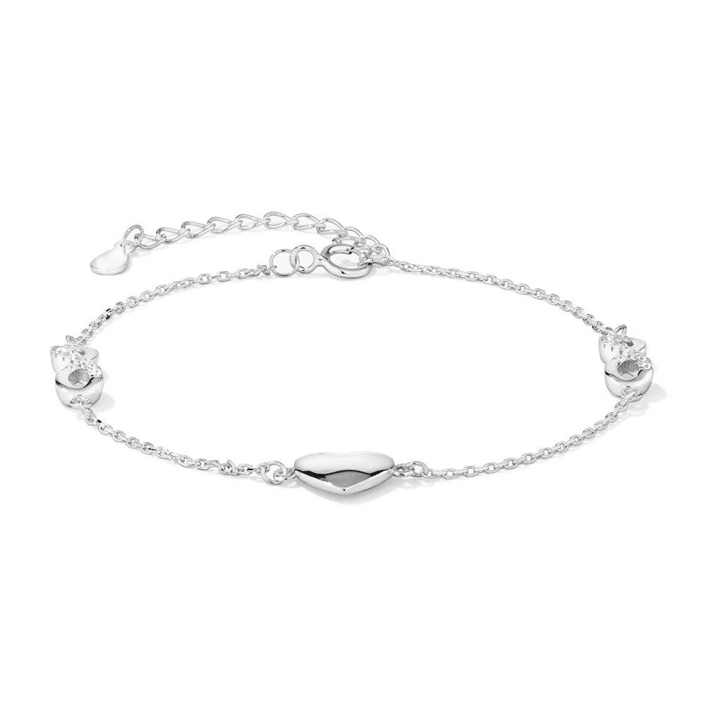18.5cm Infinity and Heart Station Bracelet in Sterling Silver Bracelets Bevilles 