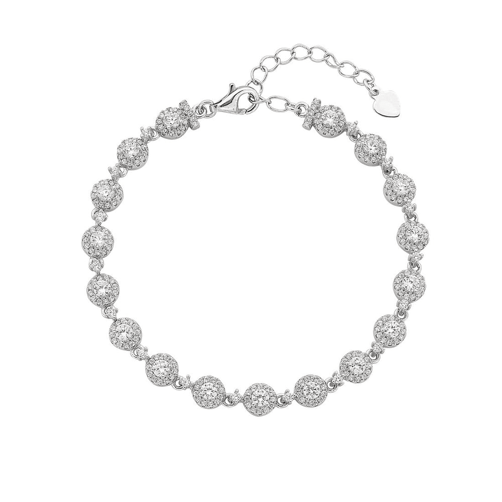 Sterling Silver Cubic Zirconia Halo Bracelet Bevilles Jewellers 