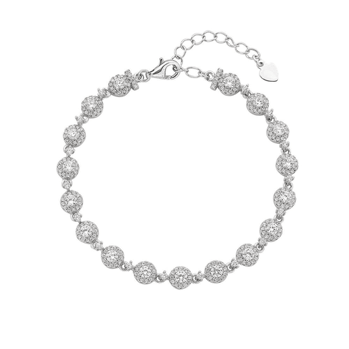 Sterling Silver Cubic Zirconia Halo Bracelet Bevilles Jewellers 