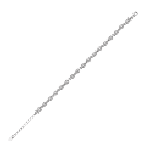 Sterling Silver Cubic Zirconia Halo Bracelet Bevilles Jewellers 