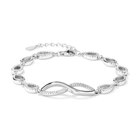 20cm Cubic Zirconia Open Crossover Bracelet in Sterling Silver Bracelets Bevilles 