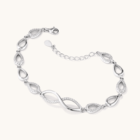 20cm Cubic Zirconia Open Crossover Bracelet in Sterling Silver Bracelets Bevilles 