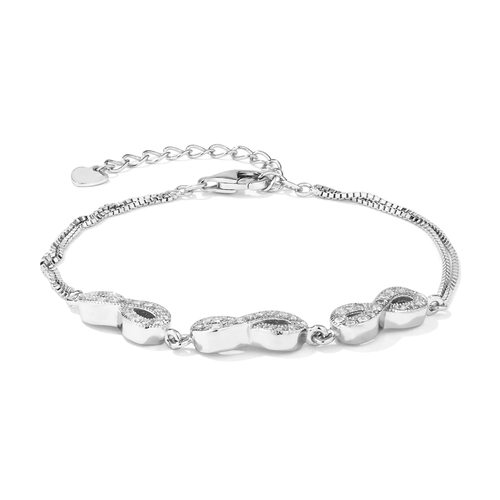 20cm Cubic Zirconia Three Infinity Charm Bracelet in Sterling Silver Bracelets Bevilles 