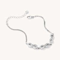 20cm Cubic Zirconia Three Infinity Charm Bracelet in Sterling Silver Bracelets Bevilles 