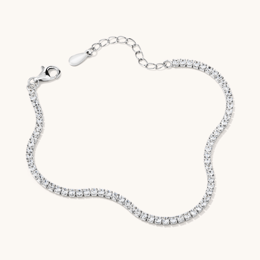 20cm 2mm Width Claw Set Cubic Zirconia Tennis Bracelet in Sterling Silver Bracelets Bevilles 