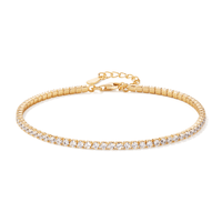 20cm 2mm Width Claw Set Cubic Zirconia Tennis Bracelet in Gold Plated Sterling Silver Bracelets Bevilles 