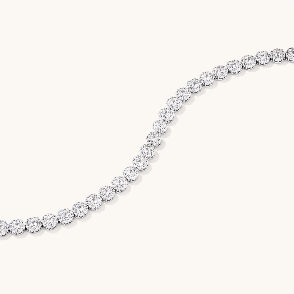 18cm 6mm Width Cubic Zirconia Flower Halo Bracelet in Sterling Silver Bracelets Bevilles 