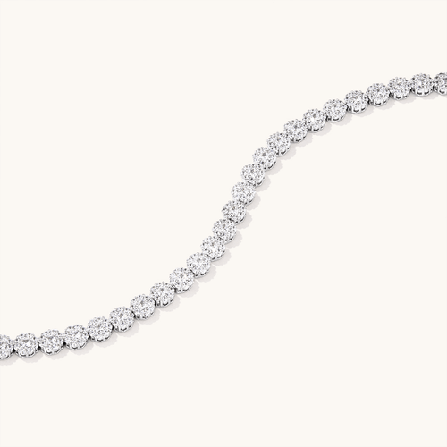 18cm 6mm Width Cubic Zirconia Flower Halo Bracelet in Sterling Silver Bracelets Bevilles 